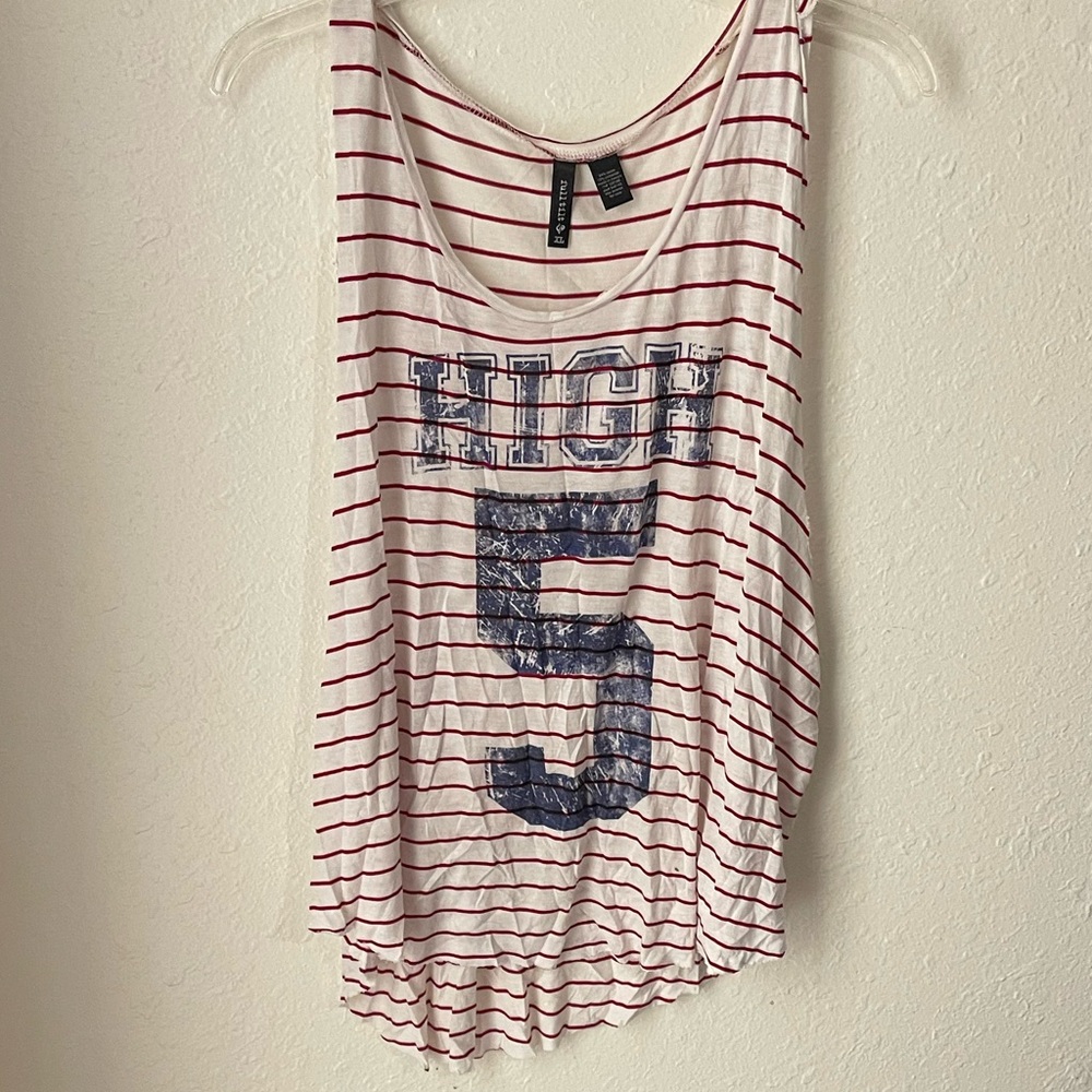 Red, white, and blue striped “high 5” tank size XL
